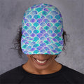 Sea Blue Mermaid Scales Pattern Print Baseball Cap