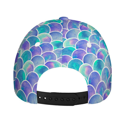 Sea Blue Mermaid Scales Pattern Print Baseball Cap