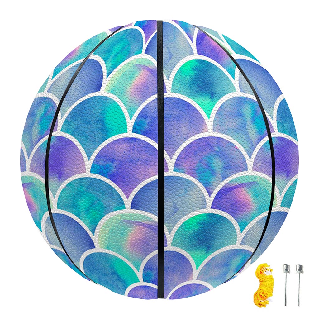 Sea Blue Mermaid Scales Pattern Print Basketball