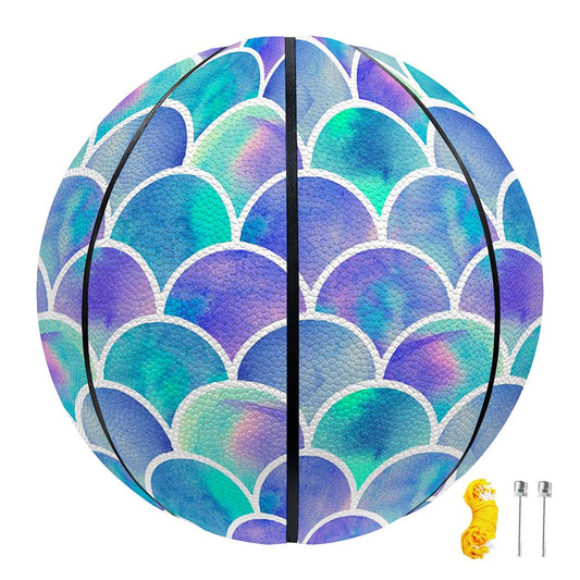 Sea Blue Mermaid Scales Pattern Print Basketball