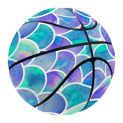 Sea Blue Mermaid Scales Pattern Print Basketball