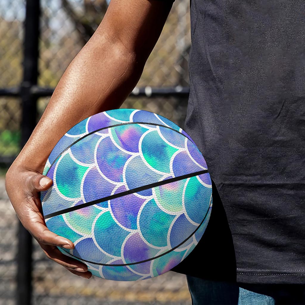 Sea Blue Mermaid Scales Pattern Print Basketball