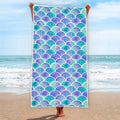Sea Blue Mermaid Scales Pattern Print Beach Towel
