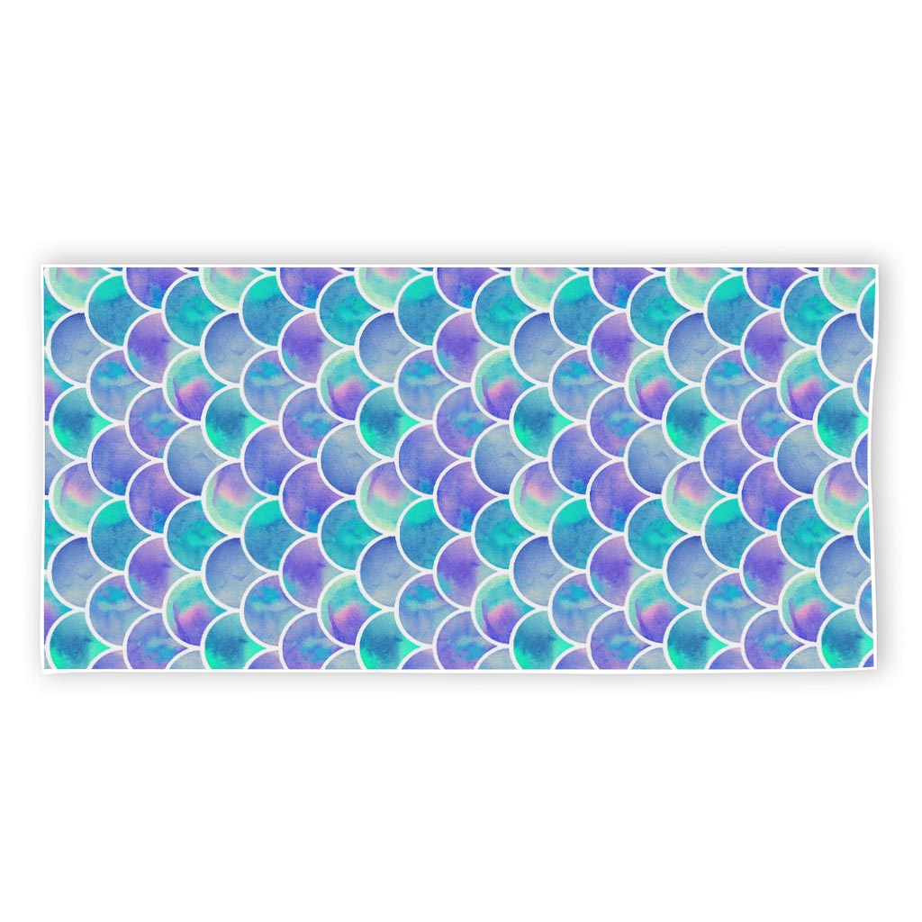 Sea Blue Mermaid Scales Pattern Print Beach Towel