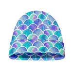 Sea Blue Mermaid Scales Pattern Print Beanie