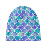 Sea Blue Mermaid Scales Pattern Print Beanie