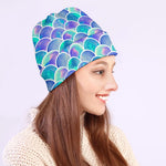 Sea Blue Mermaid Scales Pattern Print Beanie