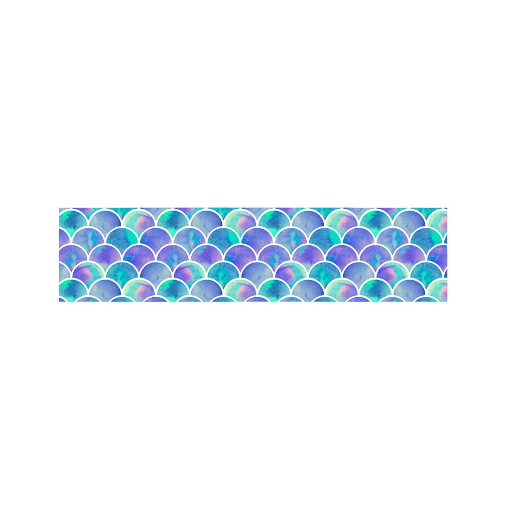 Sea Blue Mermaid Scales Pattern Print Bed Runner