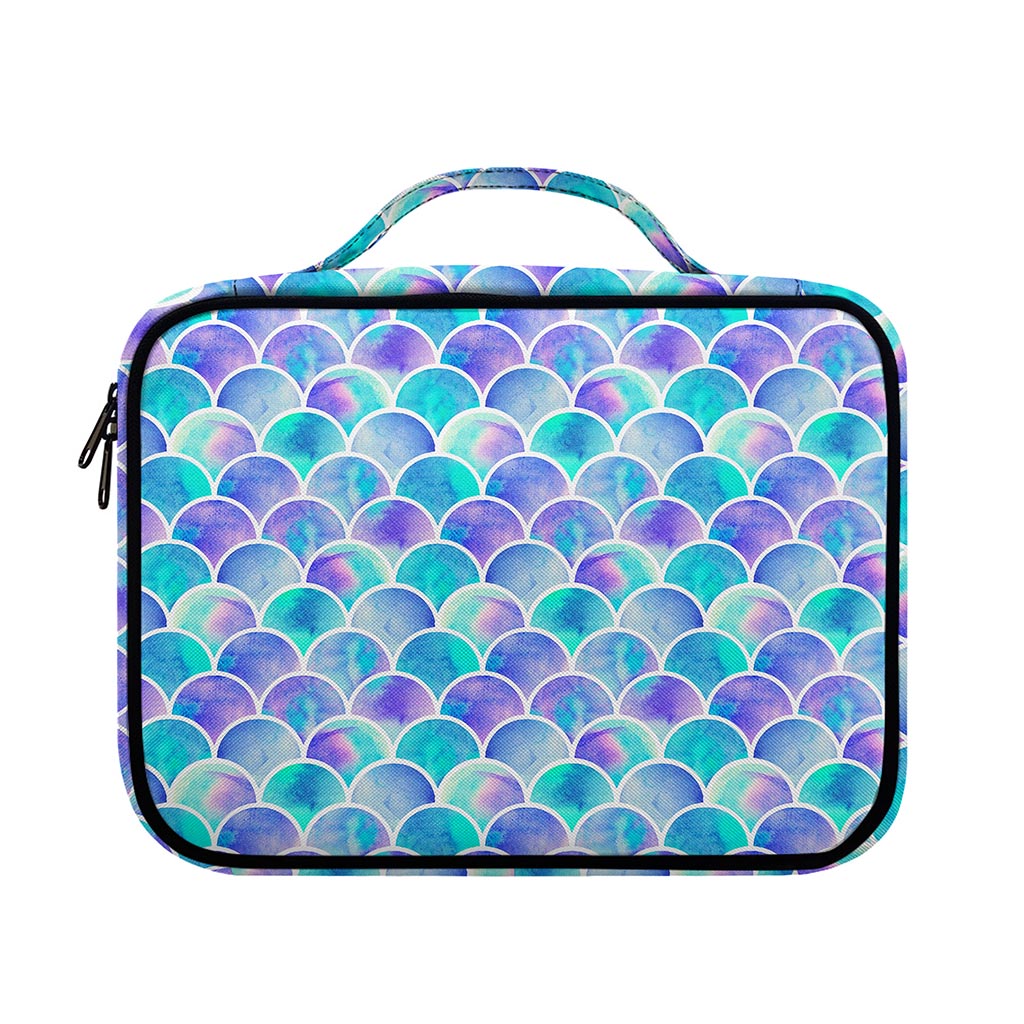 Sea Blue Mermaid Scales Pattern Print Briefcase Bible Bag
