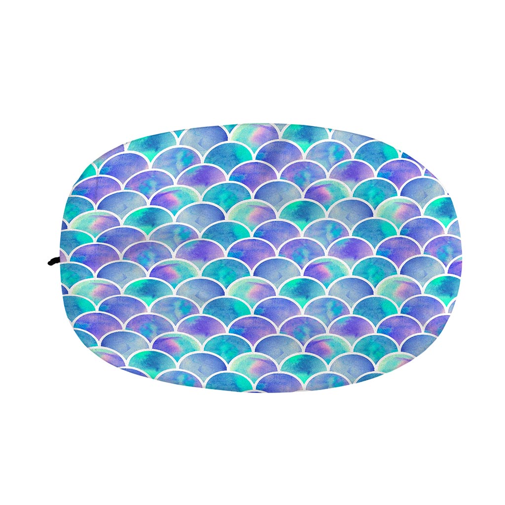 Sea Blue Mermaid Scales Pattern Print Car Side Mirror Covers