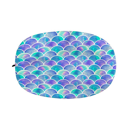 Sea Blue Mermaid Scales Pattern Print Car Side Mirror Covers