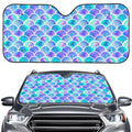 Sea Blue Mermaid Scales Pattern Print Car Windshield Sun Shade