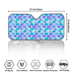 Sea Blue Mermaid Scales Pattern Print Car Windshield Sun Shade