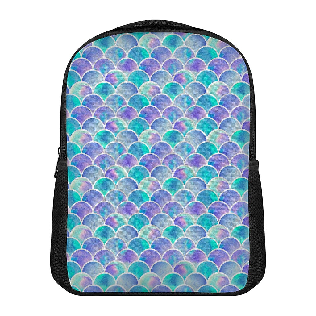 Sea Blue Mermaid Scales Pattern Print Casual Backpack