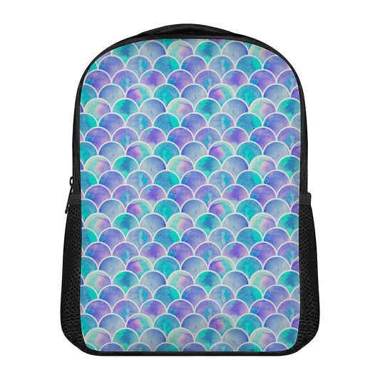 Sea Blue Mermaid Scales Pattern Print Casual Backpack
