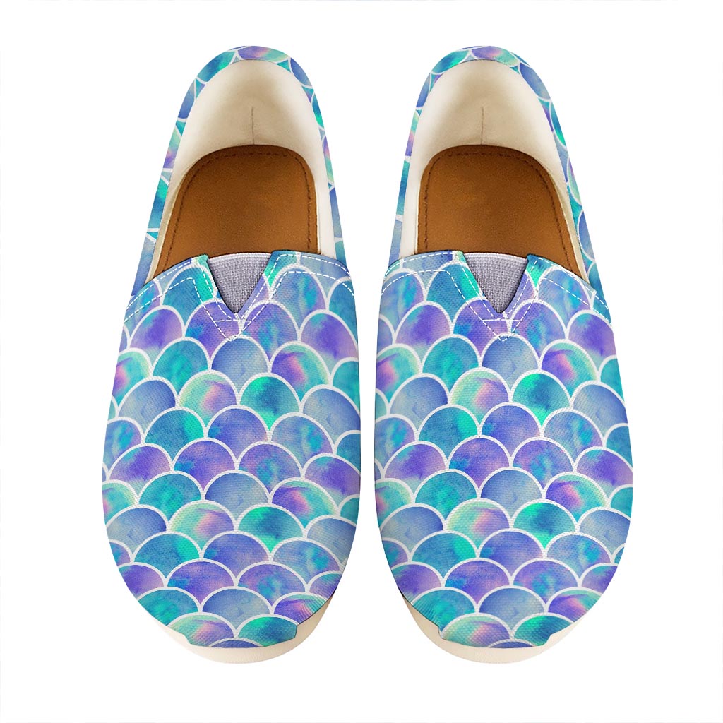 Sea Blue Mermaid Scales Pattern Print Casual Shoes