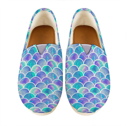 Sea Blue Mermaid Scales Pattern Print Casual Shoes