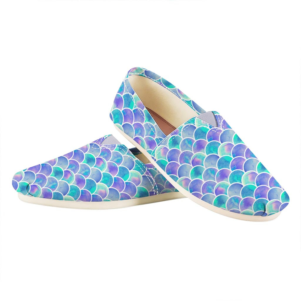 Sea Blue Mermaid Scales Pattern Print Casual Shoes