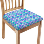 Sea Blue Mermaid Scales Pattern Print Chair Cushion Cover