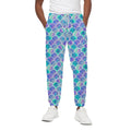 Sea Blue Mermaid Scales Pattern Print Cotton Sweatpants