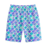 Sea Blue Mermaid Scales Pattern Print Cotton Shorts