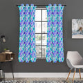 Sea Blue Mermaid Scales Pattern Print Grommet Curtain Panels
