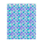 Sea Blue Mermaid Scales Pattern Print Curtain