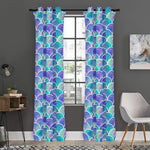 Sea Blue Mermaid Scales Pattern Print Curtain