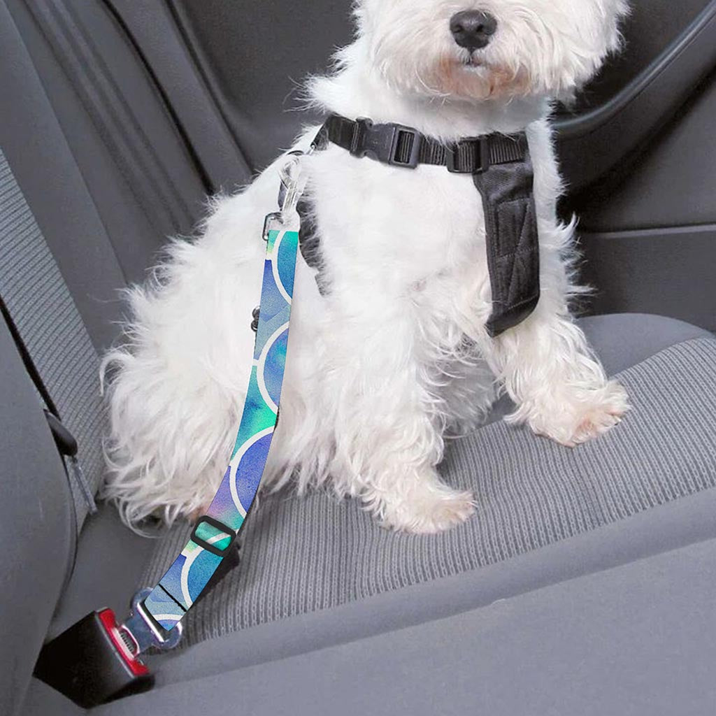 Sea Blue Mermaid Scales Pattern Print Dog Seat Belt