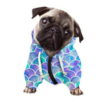 Sea Blue Mermaid Scales Pattern Print Dog Zip Up Hoodie