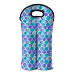 Sea Blue Mermaid Scales Pattern Print Double Neoprene Wine Tote