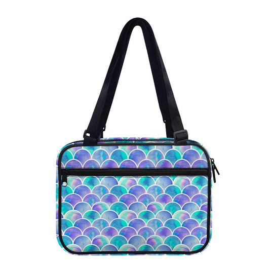 Sea Blue Mermaid Scales Pattern Print Double Strap Bible Bag