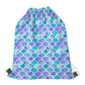 Sea Blue Mermaid Scales Pattern Print Drawstring Bag