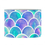 Sea Blue Mermaid Scales Pattern Print Drum Lamp Shade