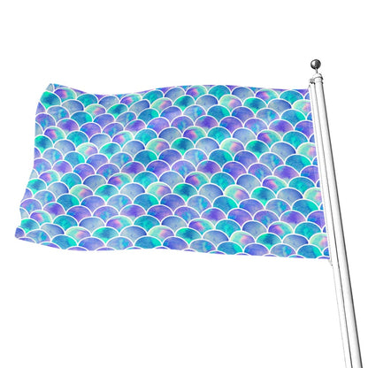 Sea Blue Mermaid Scales Pattern Print Flag