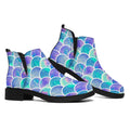 Sea Blue Mermaid Scales Pattern Print Flat Ankle Boots