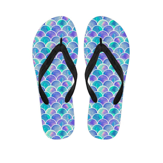 Sea Blue Mermaid Scales Pattern Print Flip Flops