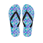 Sea Blue Mermaid Scales Pattern Print Flip Flops