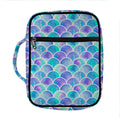 Sea Blue Mermaid Scales Pattern Print Front Pocket Bible Bag