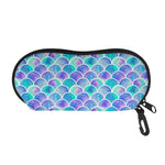 Sea Blue Mermaid Scales Pattern Print Glasses Case