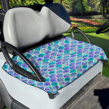 Sea Blue Mermaid Scales Pattern Print Golf Cart Seat Cover