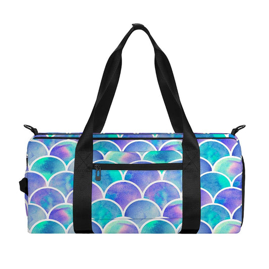 Sea Blue Mermaid Scales Pattern Print Gym Bag