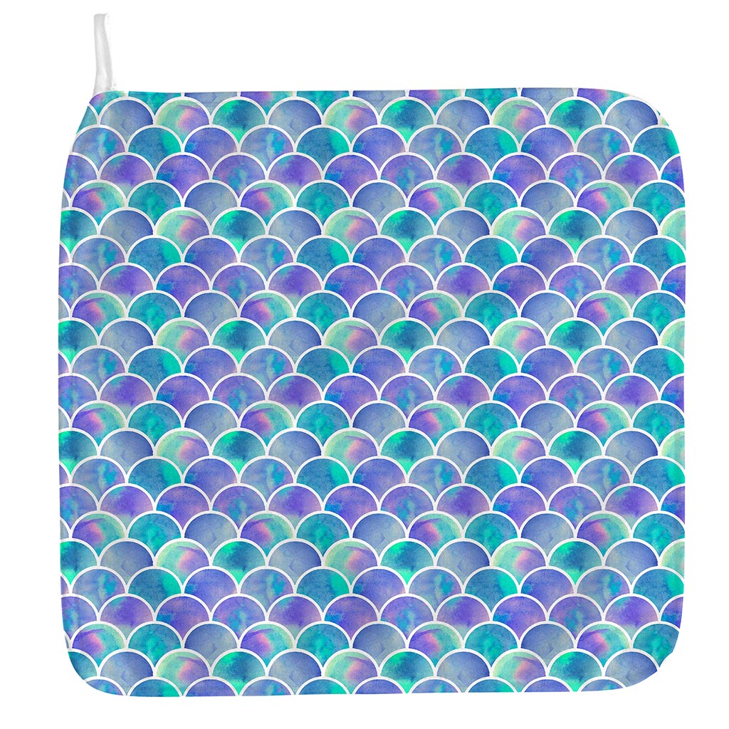Sea Blue Mermaid Scales Pattern Print Hand Towel