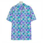 Sea Blue Mermaid Scales Pattern Print Hawaiian Shirt