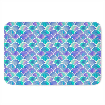 Sea Blue Mermaid Scales Pattern Print Indoor Door Mat