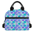 Sea Blue Mermaid Scales Pattern Print Insulated Lunch Bag