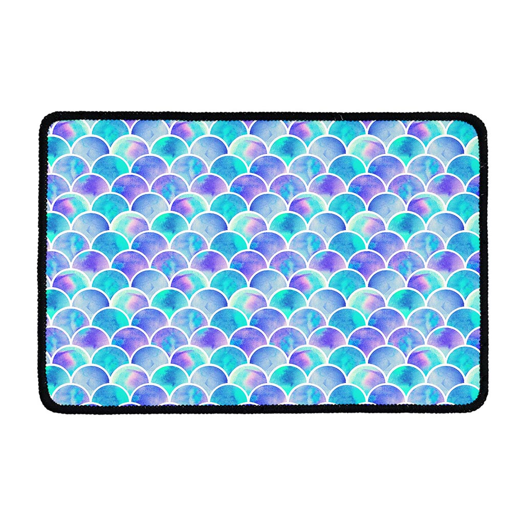 Sea Blue Mermaid Scales Pattern Print Kitchen Mat