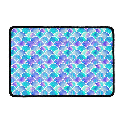 Sea Blue Mermaid Scales Pattern Print Kitchen Mat