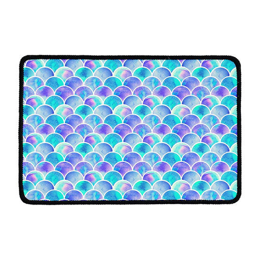 Sea Blue Mermaid Scales Pattern Print Kitchen Mat