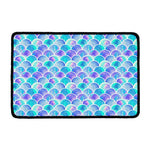 Sea Blue Mermaid Scales Pattern Print Kitchen Mat